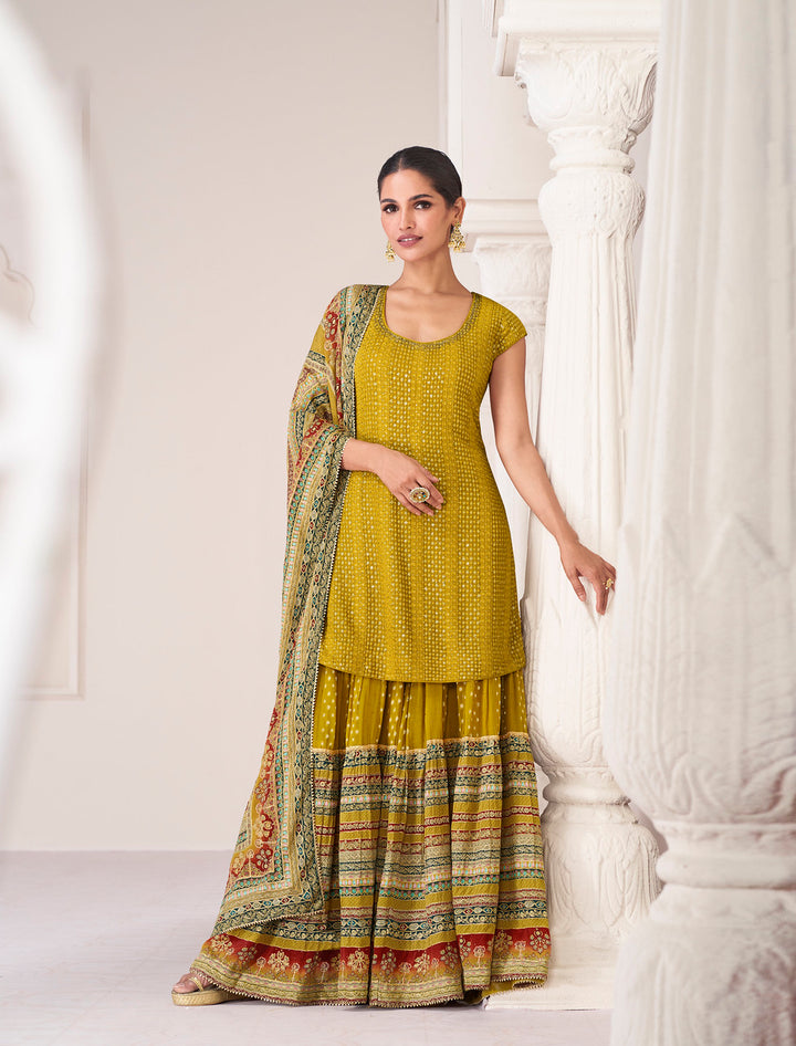 Yellow Premium Silk Indian Sharara