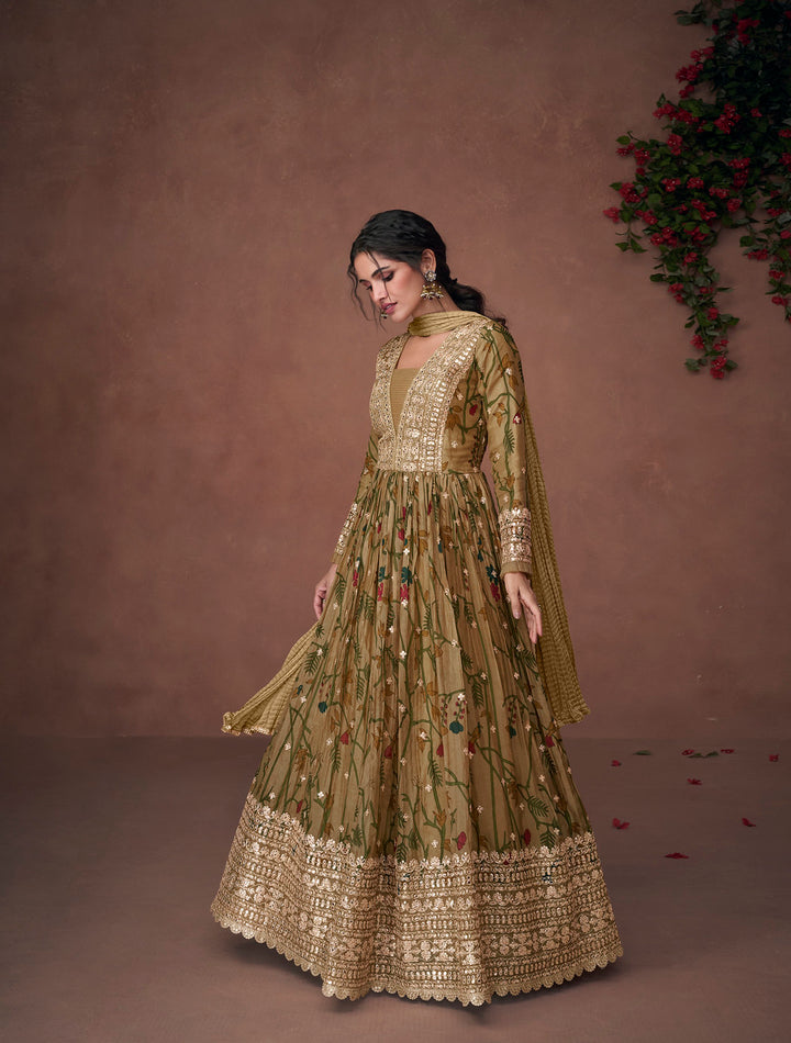 Indian Anarkali Designer Anarkali in Mehndi Green