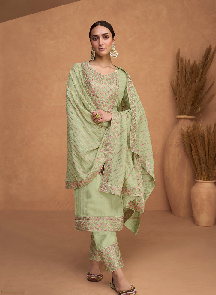 Elegance in Light Green Designer Salwar Kameez