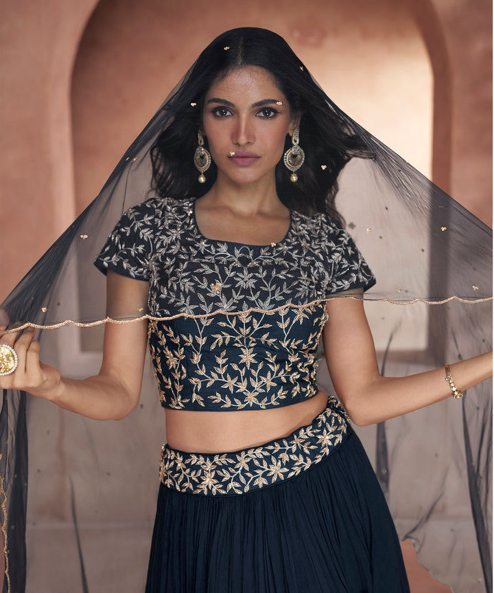 Readymade Elegant Indian Lehenga Choli In Nevy Blue