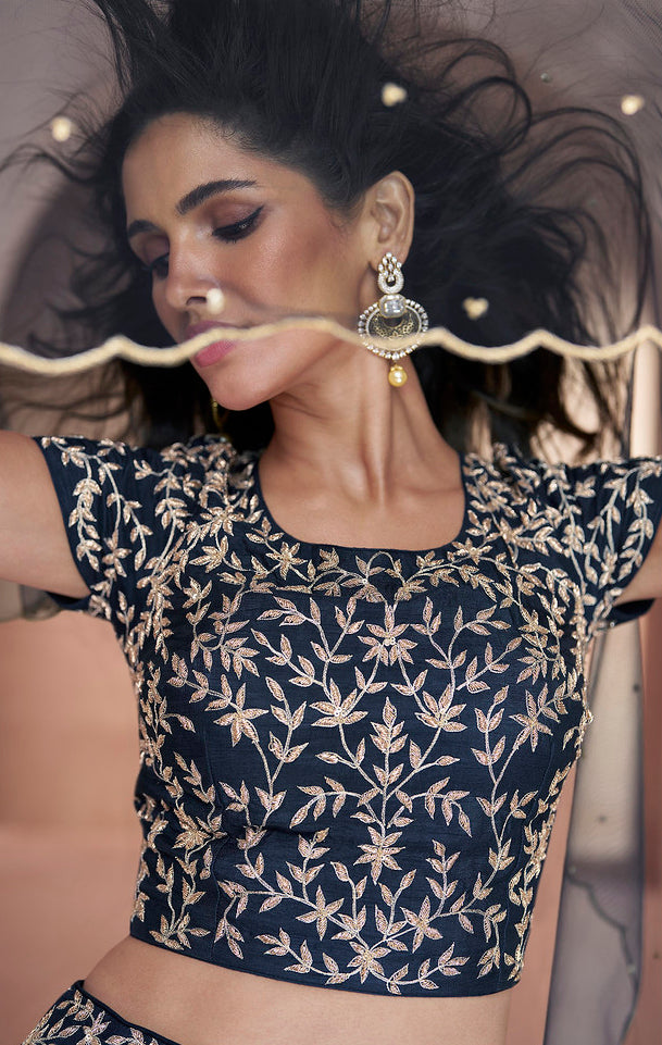 Readymade Elegant Indian Lehenga Choli In Nevy Blue