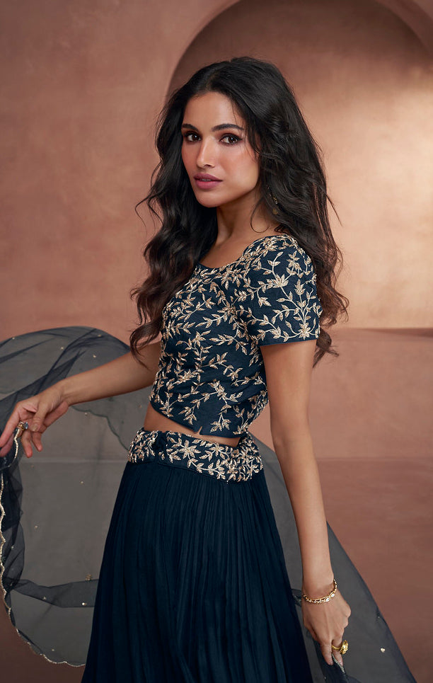 Readymade Elegant Indian Lehenga Choli In Nevy Blue