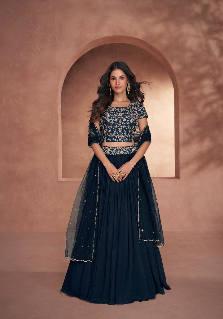 Readymade Elegant Indian Lehenga Choli In Nevy Blue