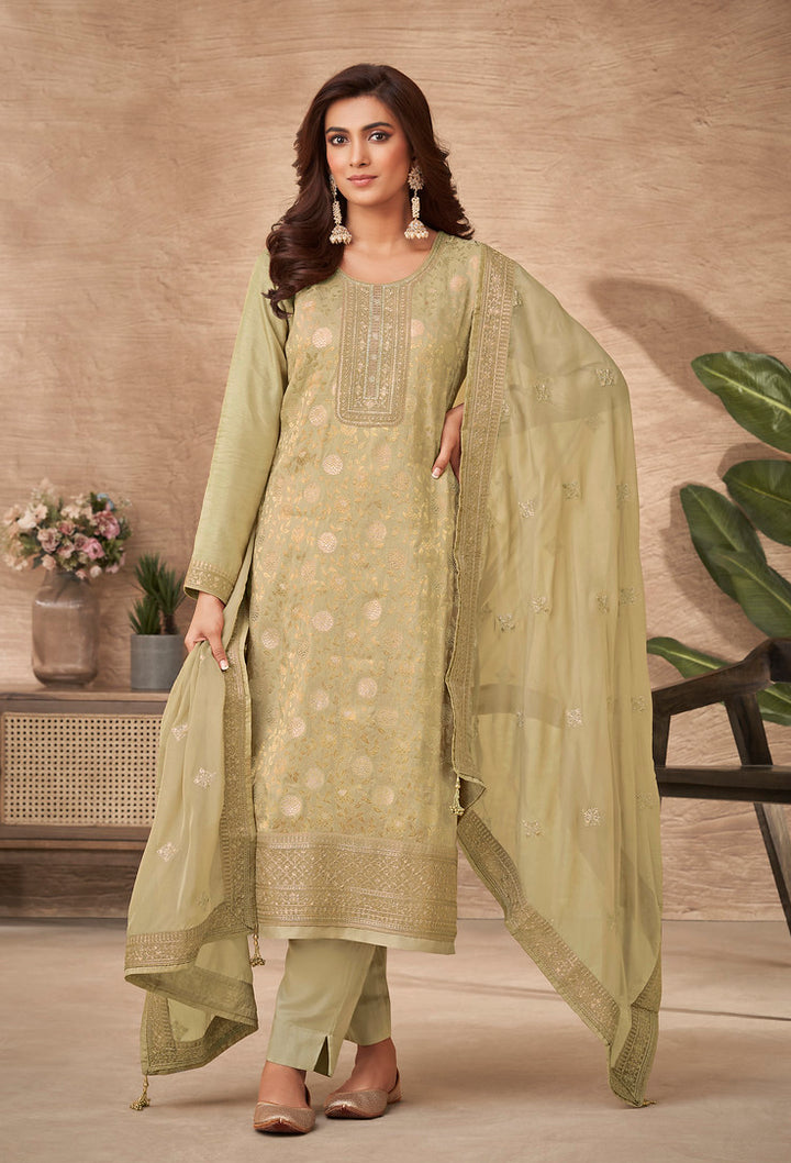 Luminous Lemon Green Designer Salwar Kameez