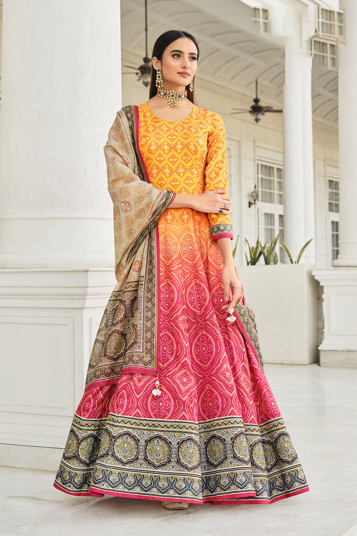 Readymade Dazzling Orange Designer Gown