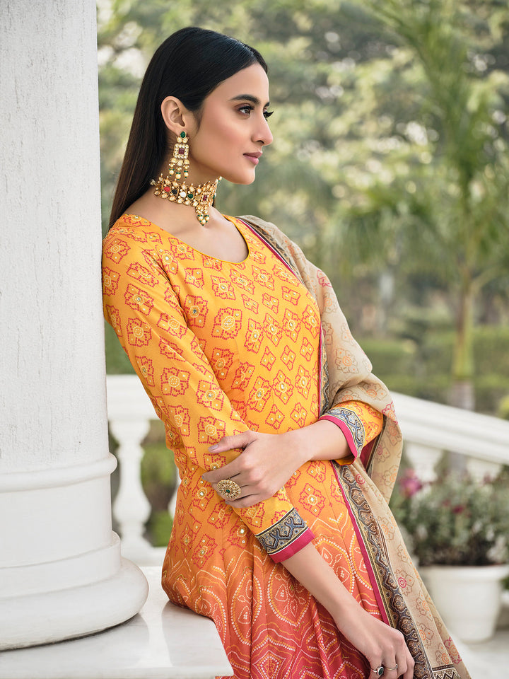 Readymade Dazzling Orange Designer Gown