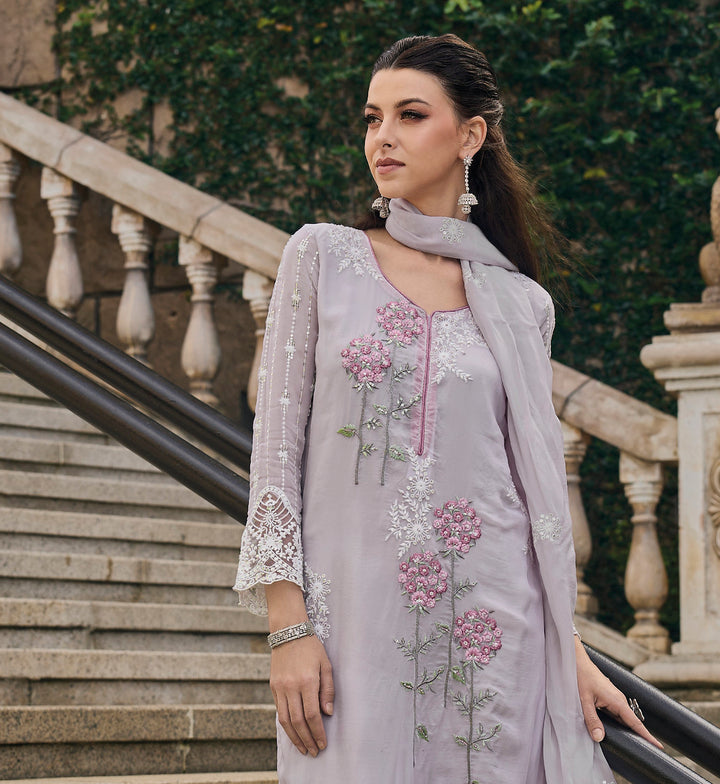 readymade Light Grey Designer Salwar Kameez