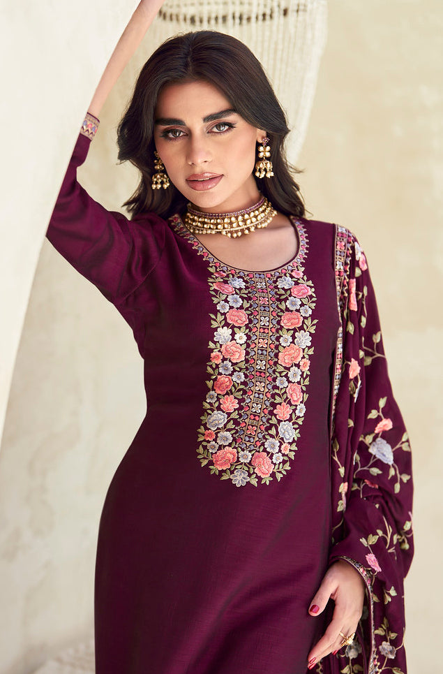 Elegance in Wine Designer Salwar Kameez