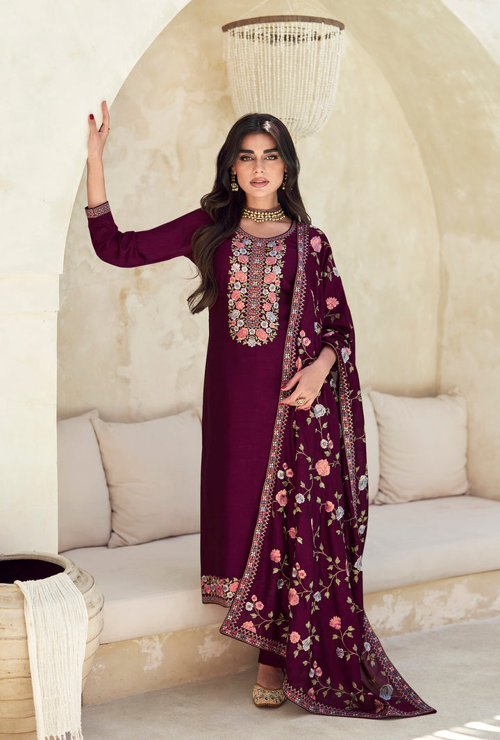 Elegance in Wine Designer Salwar Kameez