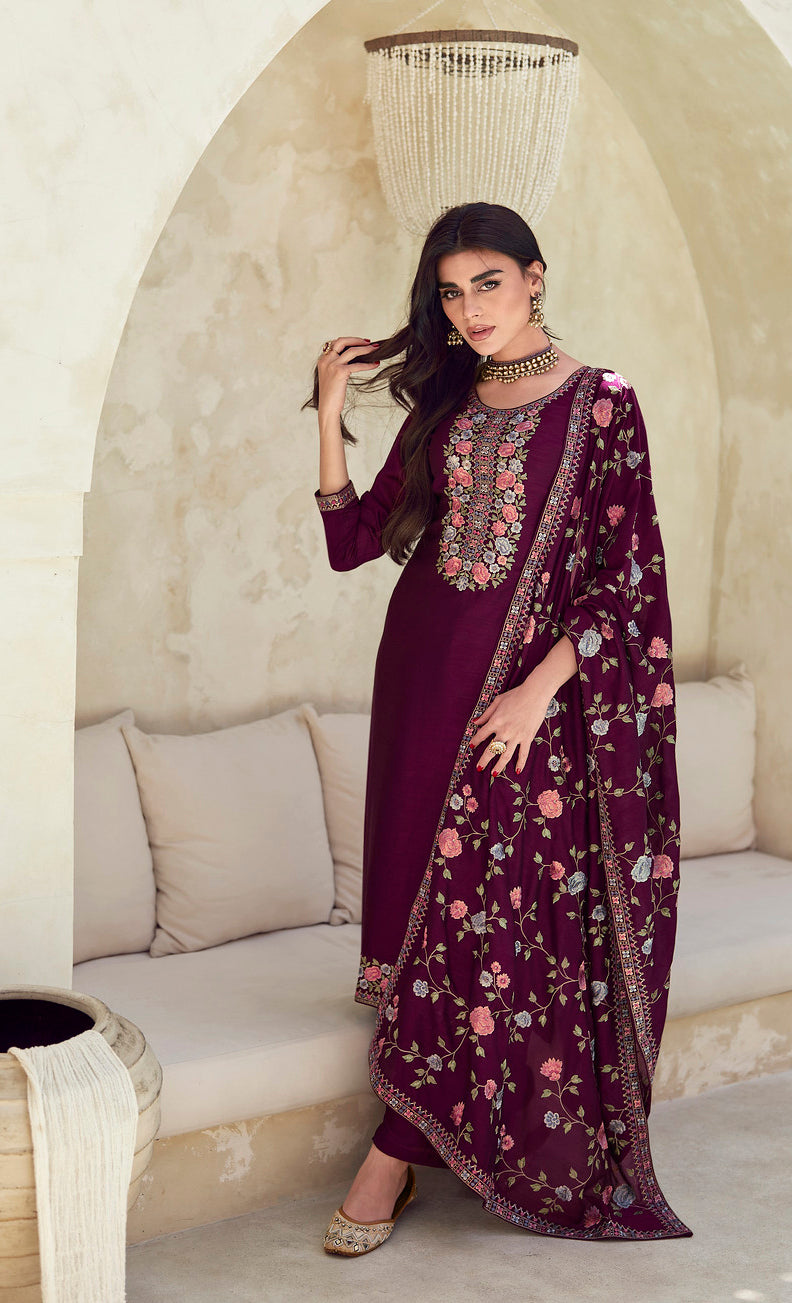 Elegance in Wine Designer Salwar Kameez