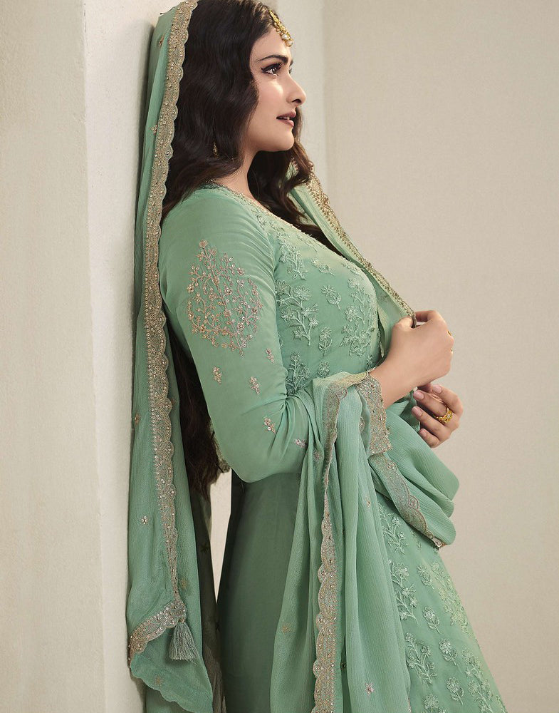 Readymade Radiant Green Elegance Designer Palazzo Salwar Kameez