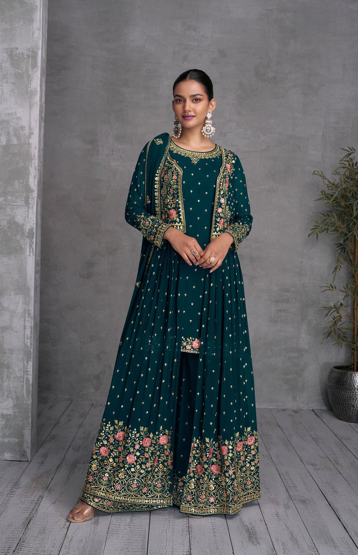 Readymade Radiant Rama Green Designer Salwar Kameez