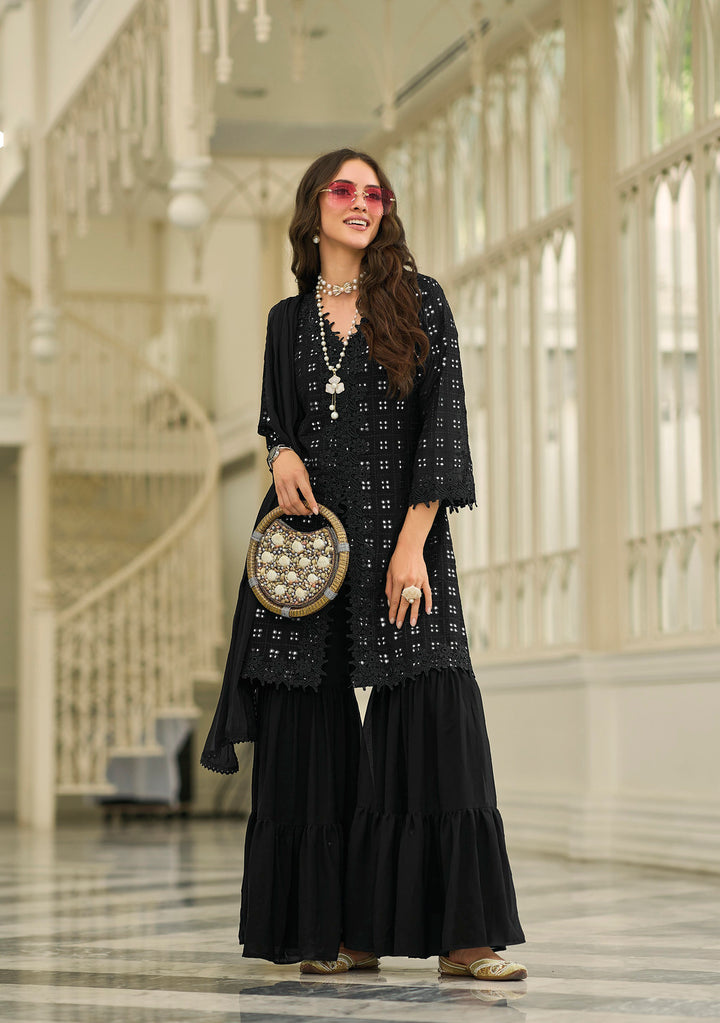Elegant Black Sharara Salwar Kameez