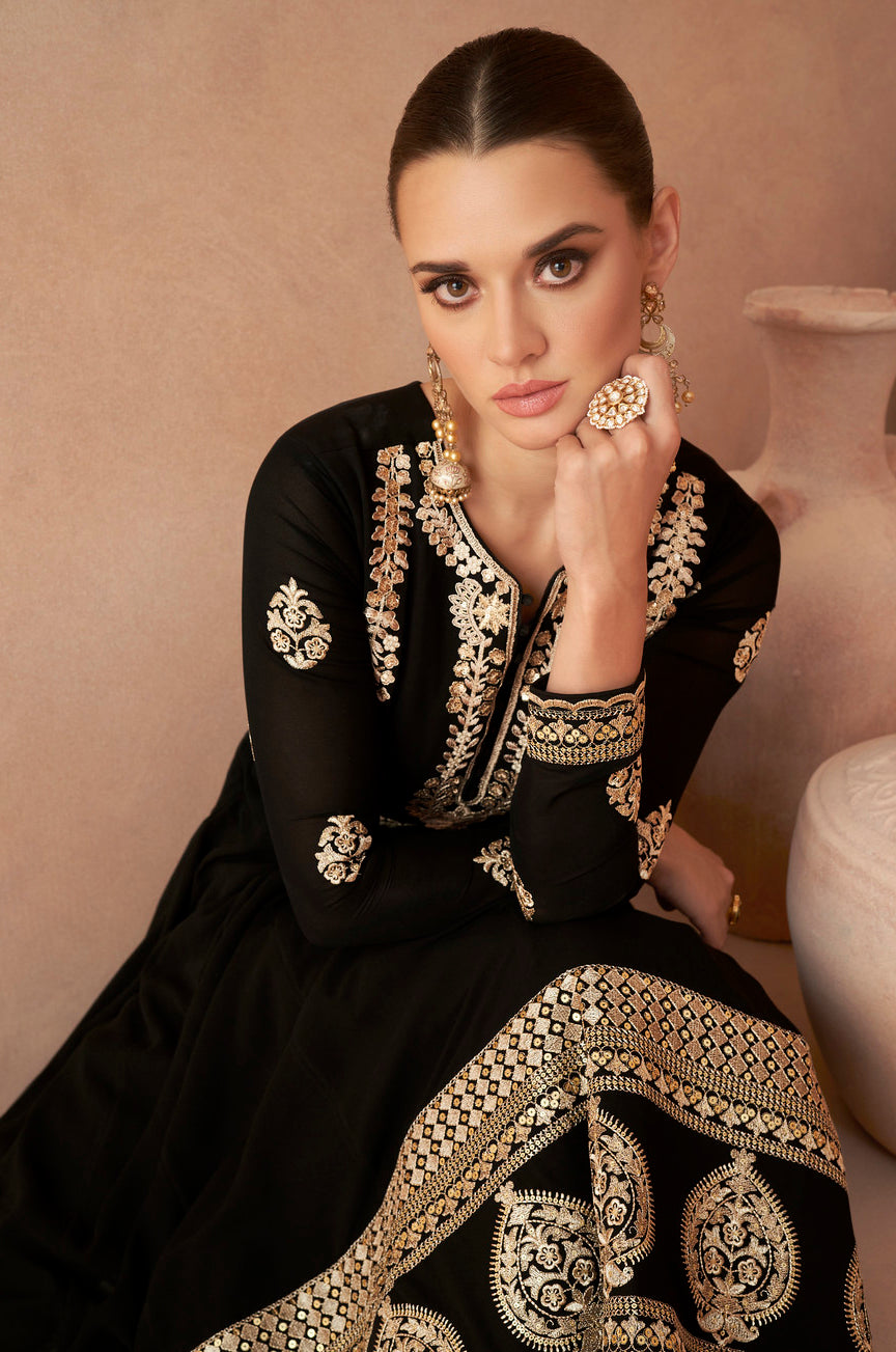 Readymade Designer Party Wear Anarkali Suit in black