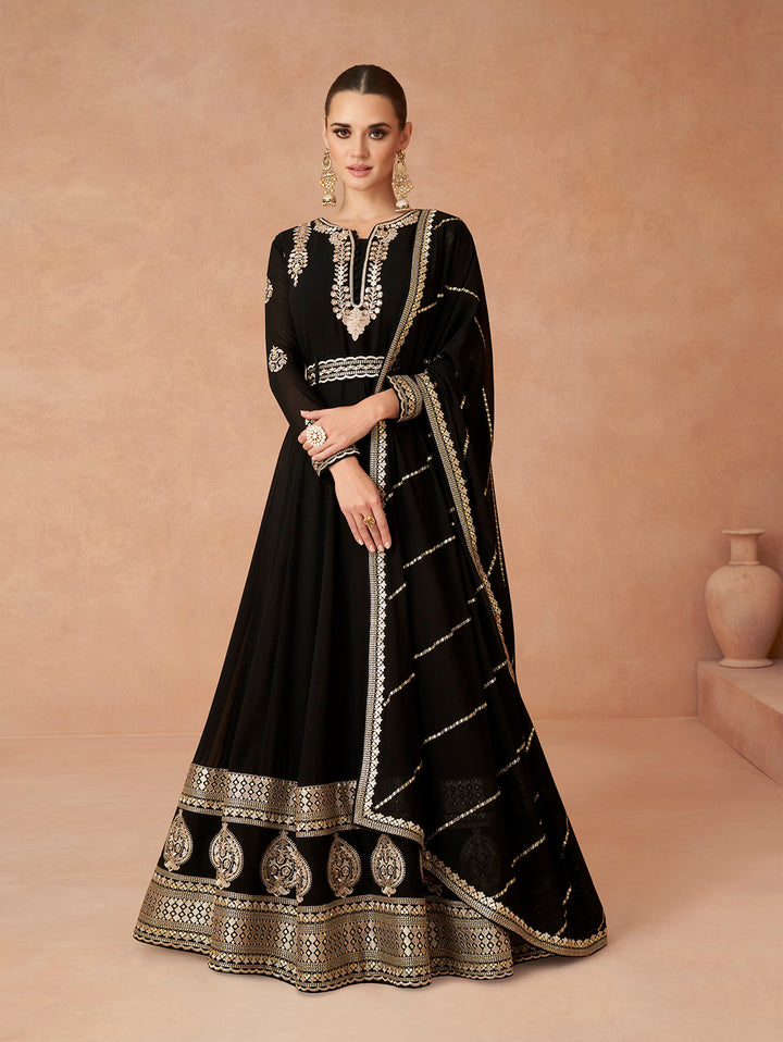 Readymade Designer Party Wear Anarkali Suit in black