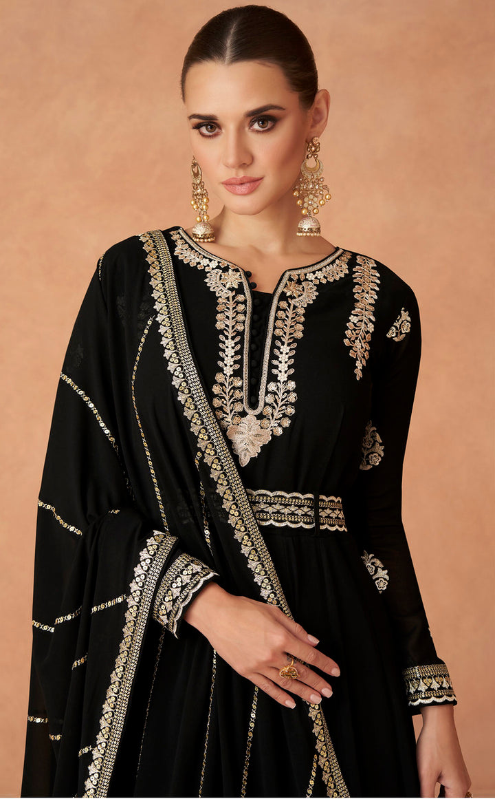 Readymade Designer Party Wear Anarkali Suit in black