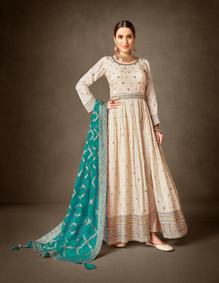 Readymade Timeless Blue Designer Anarkali Salwar Kameez