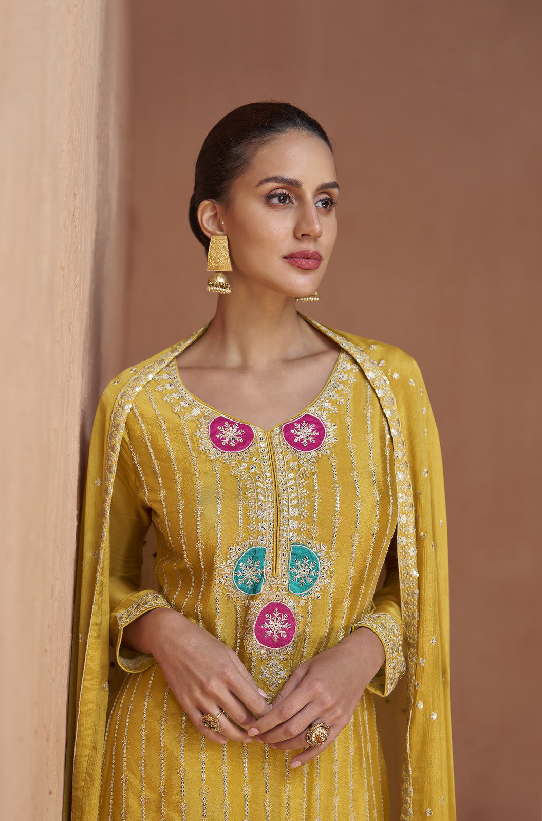 Readymade Elegant Yellow Designer Salwar Kameez