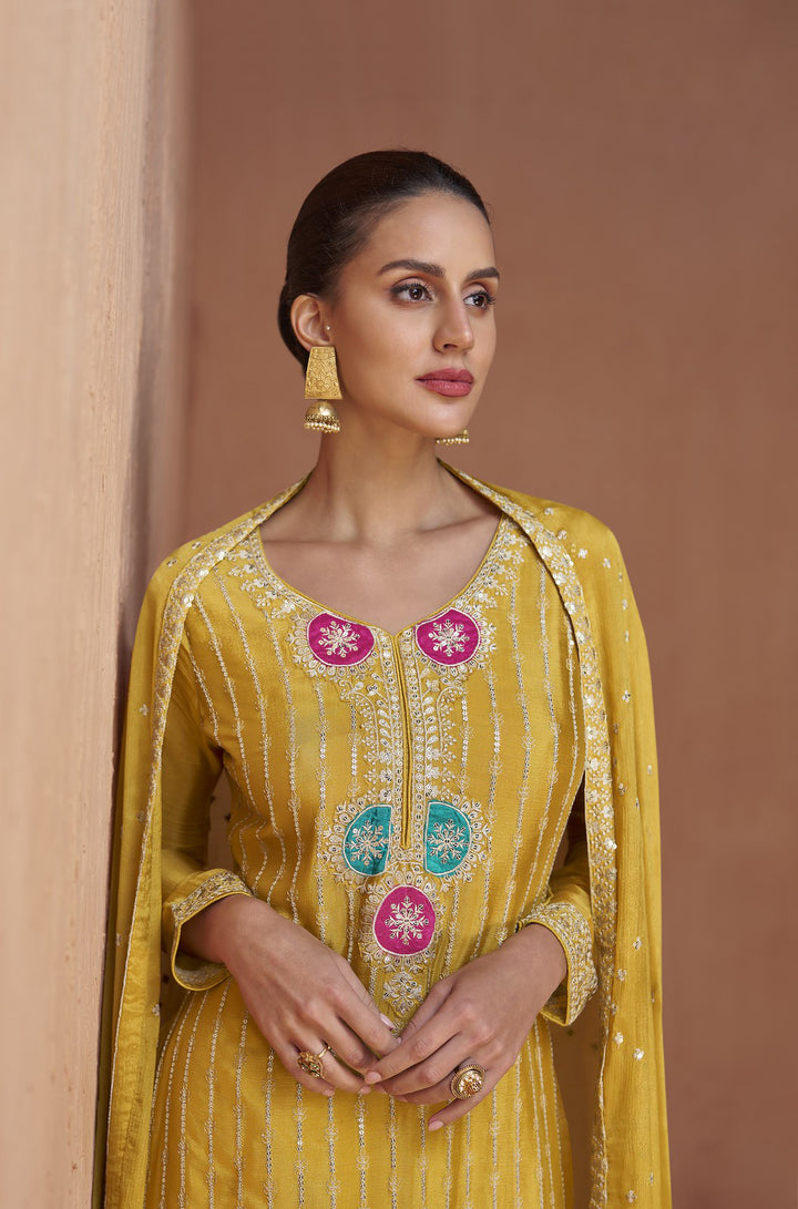 Readymade Elegant Yellow Designer Salwar Kameez