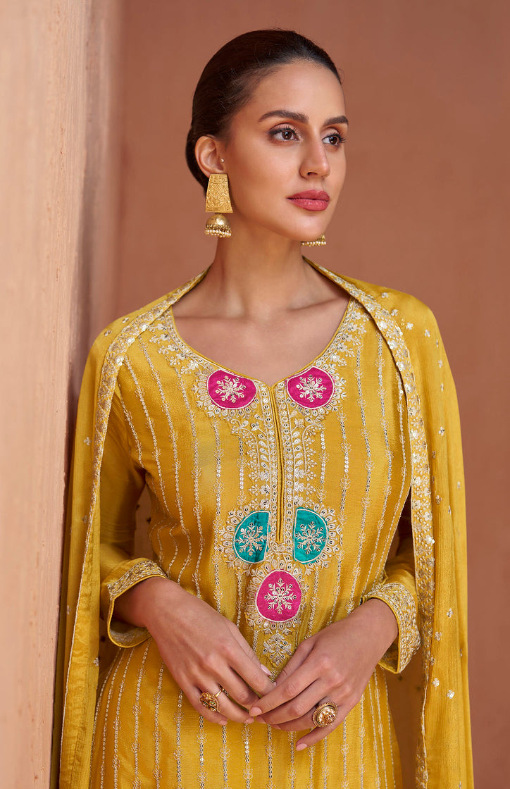 Readymade Elegant Yellow Designer Salwar Kameez