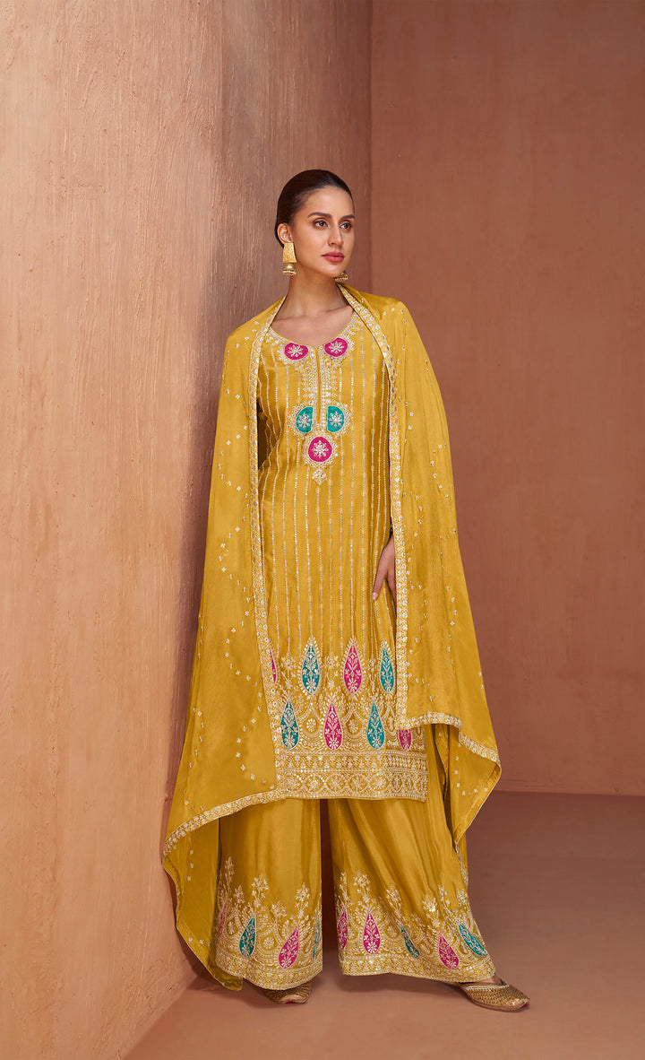 Readymade Elegant Yellow Designer Salwar Kameez