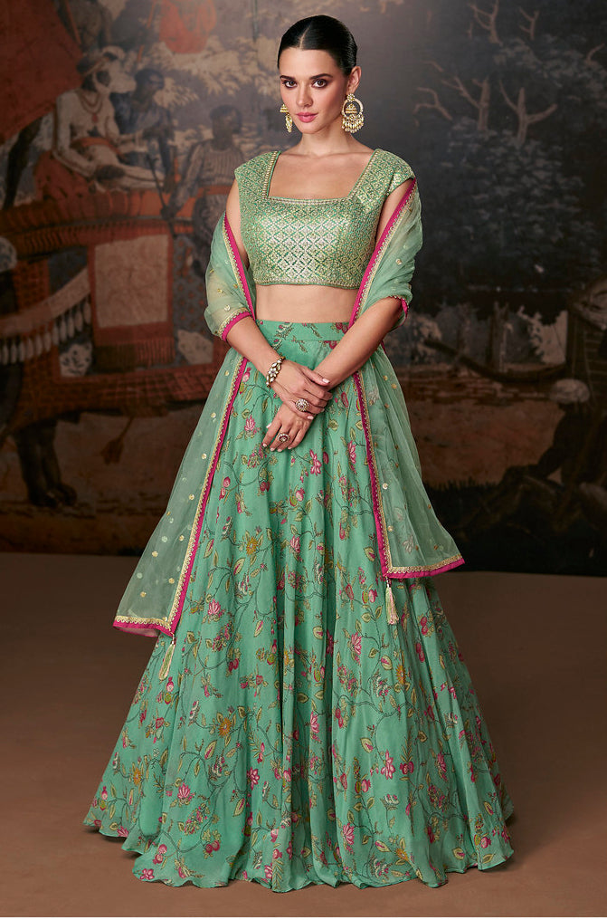 Readymade Designer Light Green Lehenga Choli