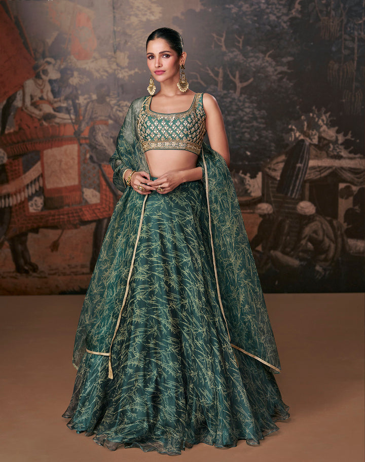Readymade Designer Green Lehenga Choli