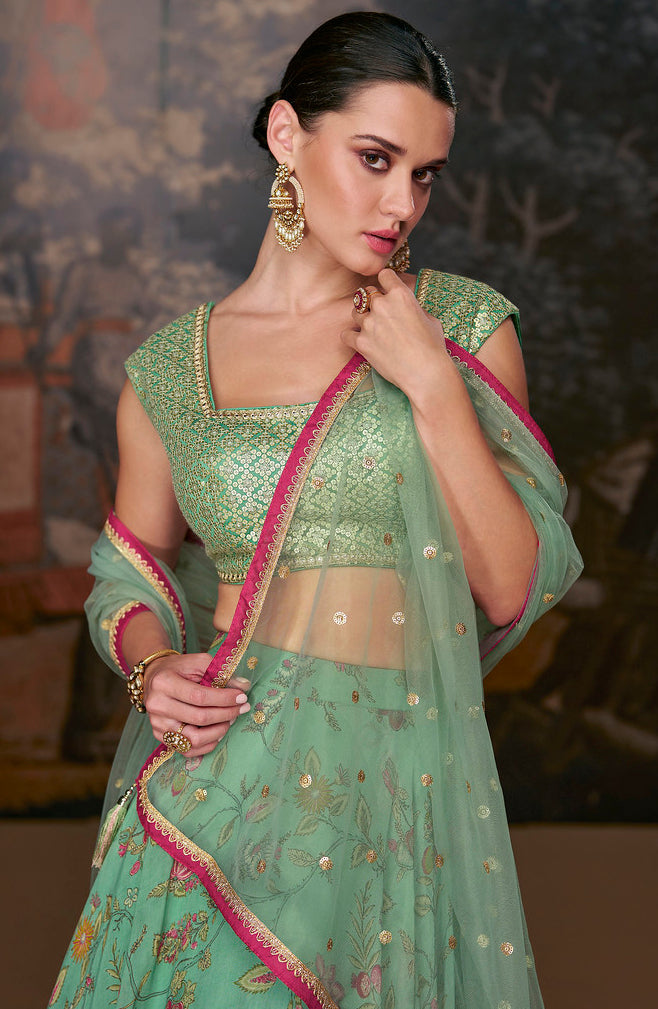 Readymade Designer Light Green Lehenga Choli