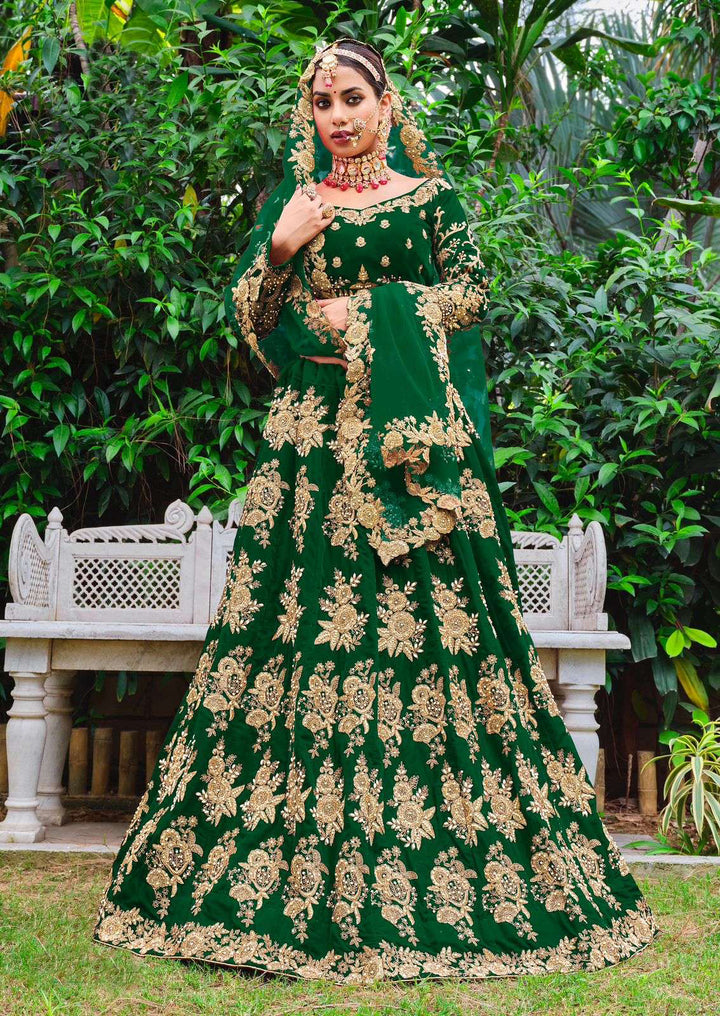 Enchanting Green Bridal Lehenga Choli