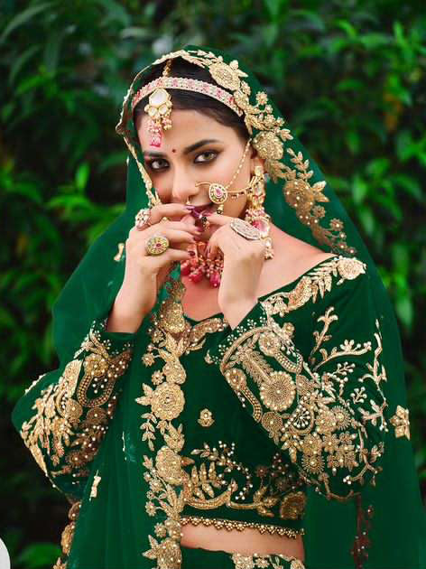 Enchanting Green Bridal Lehenga Choli