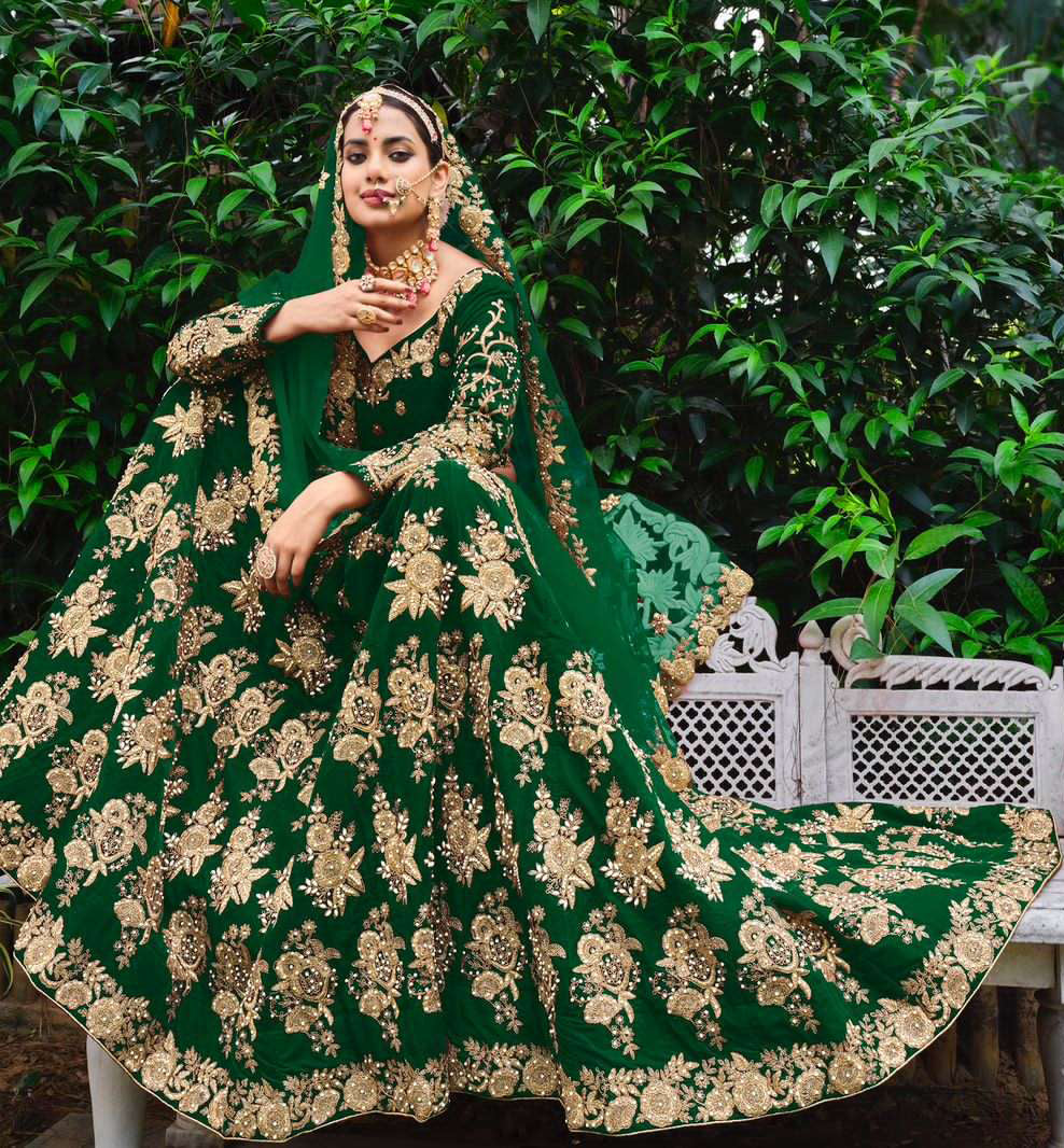 Enchanting Green Bridal Lehenga Choli