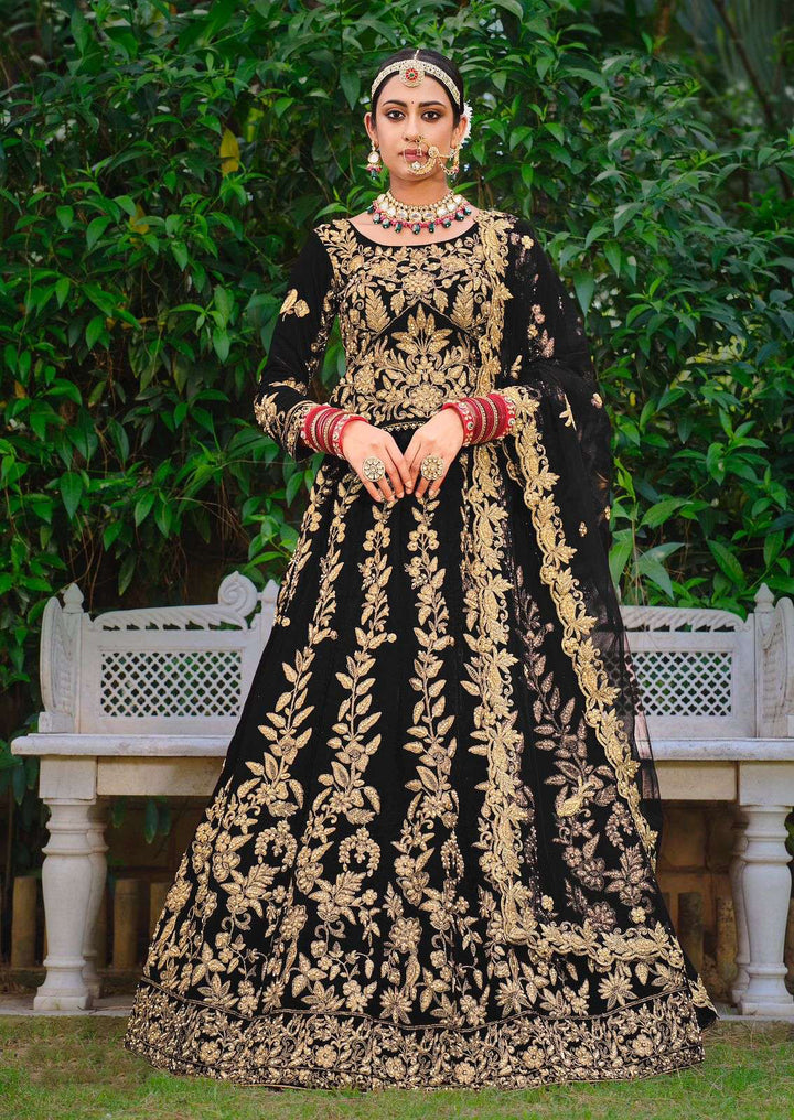 Sophisticated Ebony Black Bridal Lehenga Choli