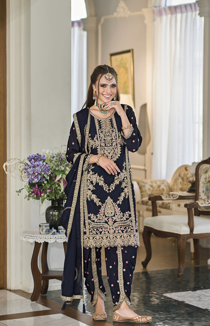 Readymade Elegant Navy Blue Designer Salwar Kameez
