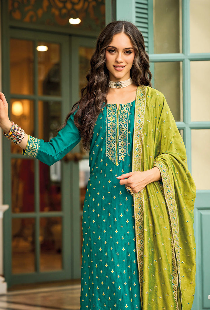 Readymade Designer Rama Green Salwar Kameez