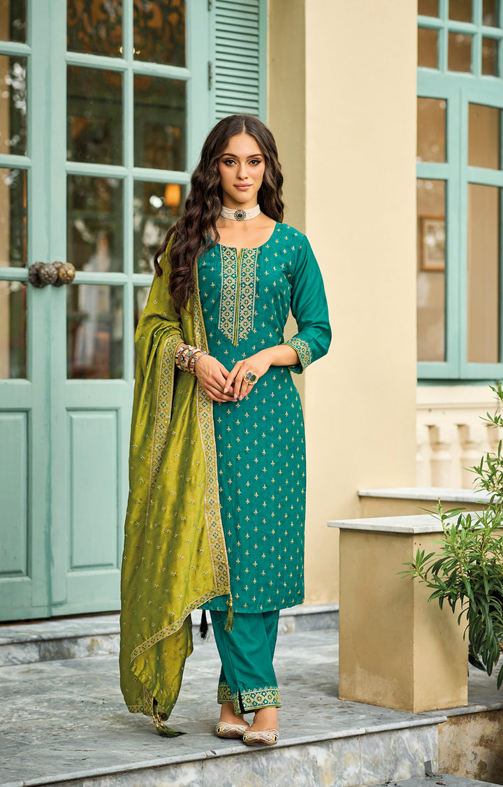Readymade Designer Rama Green Salwar Kameez