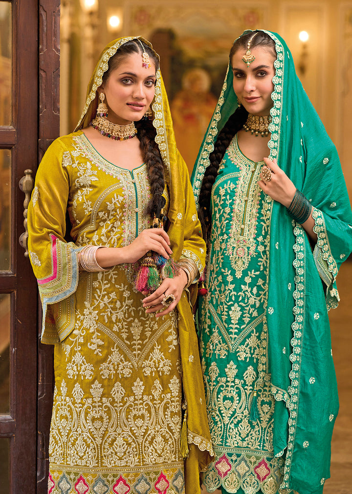 Elegance with Readymade Green Designer Salwar Kameez
