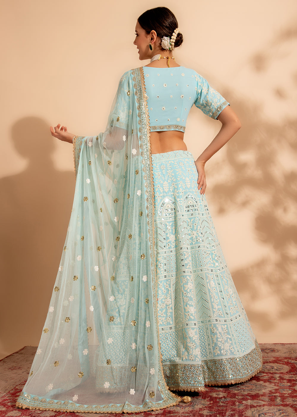 Readymade Radiant Sky Blue Designer Lehenga Choli