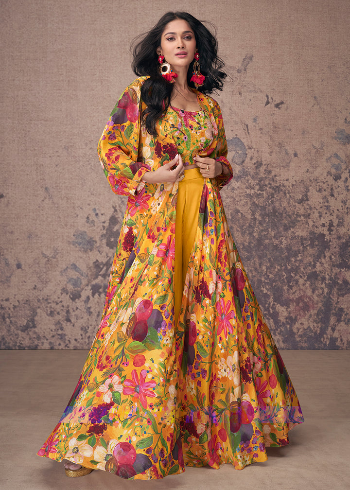 Readymade Stylish Yellow Indo Western Salwar Kameez