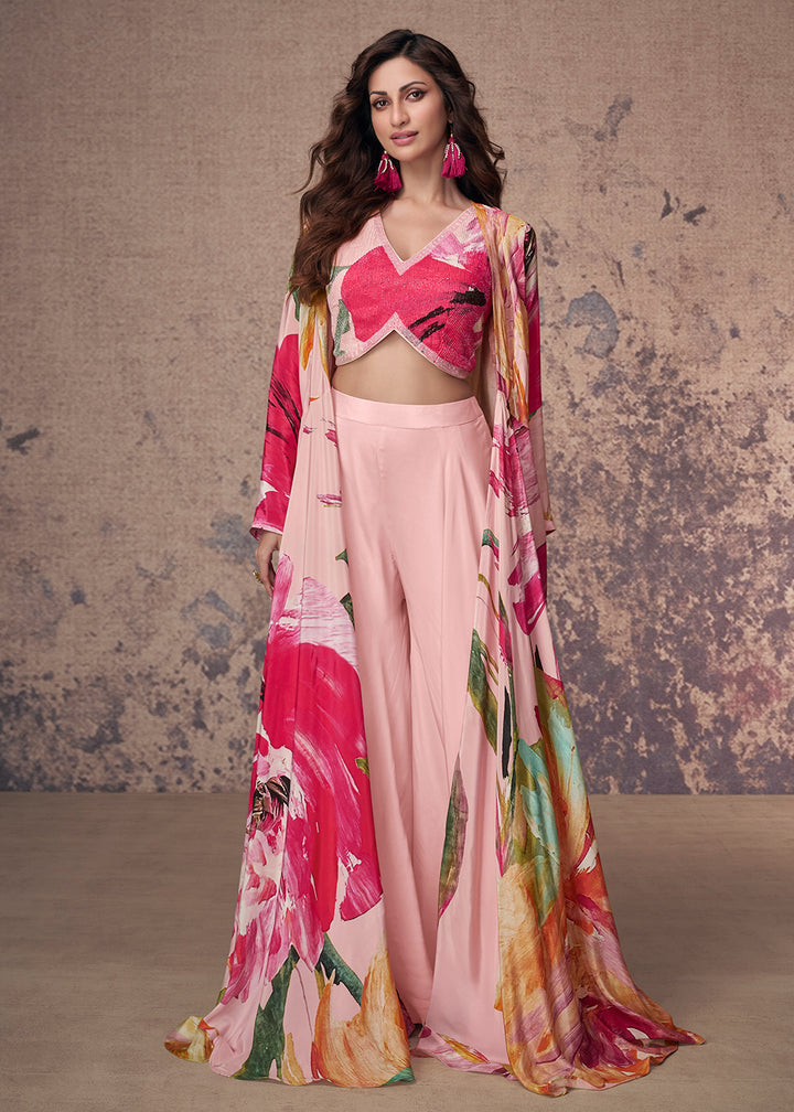 Readymade Elegant Pink Indo Western Salwar Kameez