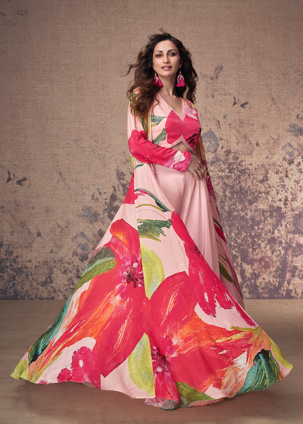 Readymade Elegant Pink Indo Western Salwar Kameez