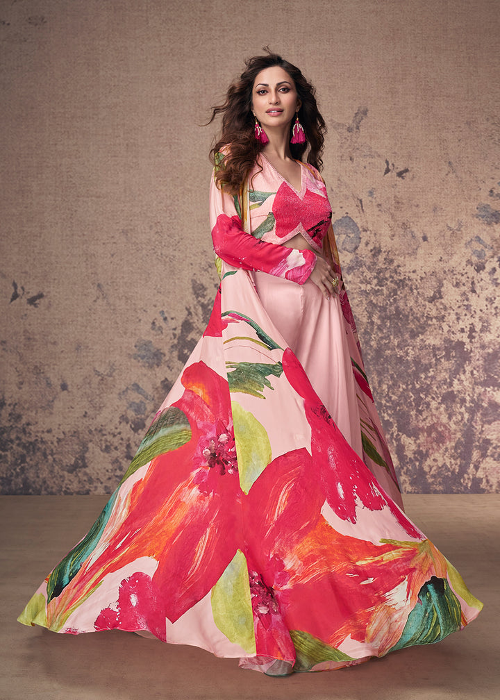 Readymade Elegant Pink Indo Western Salwar Kameez