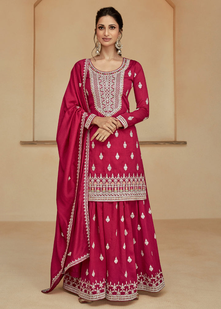Readymade Stunning Red Palazzo Salwar Kameez