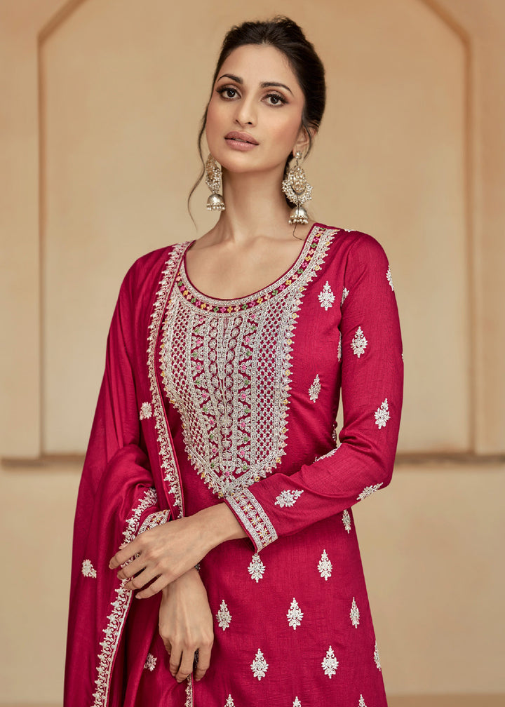 Readymade Stunning Red Palazzo Salwar Kameez