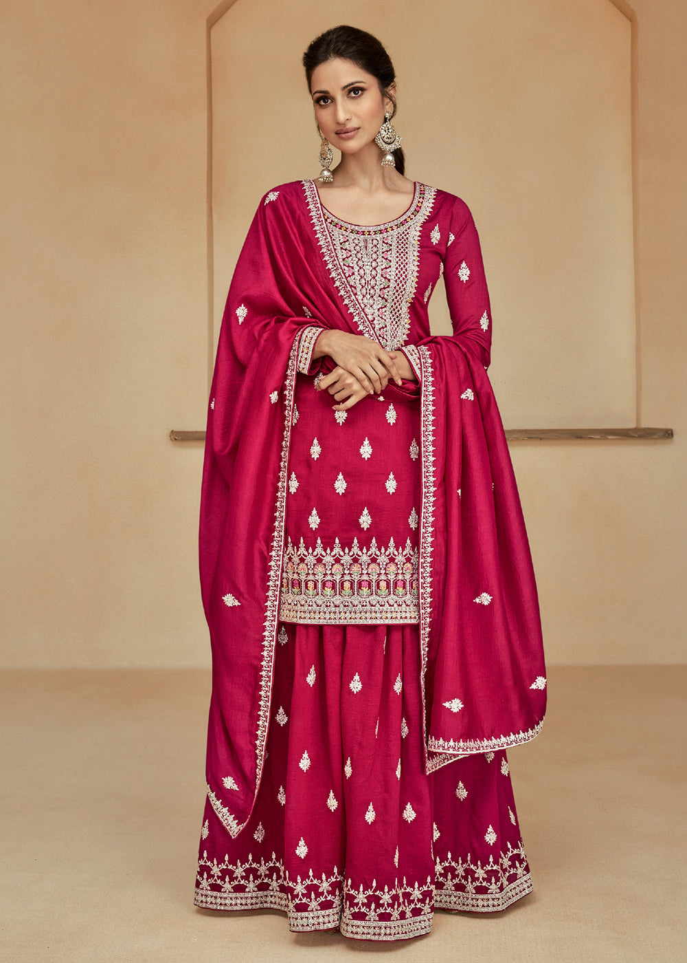 Readymade Stunning Red Palazzo Salwar Kameez