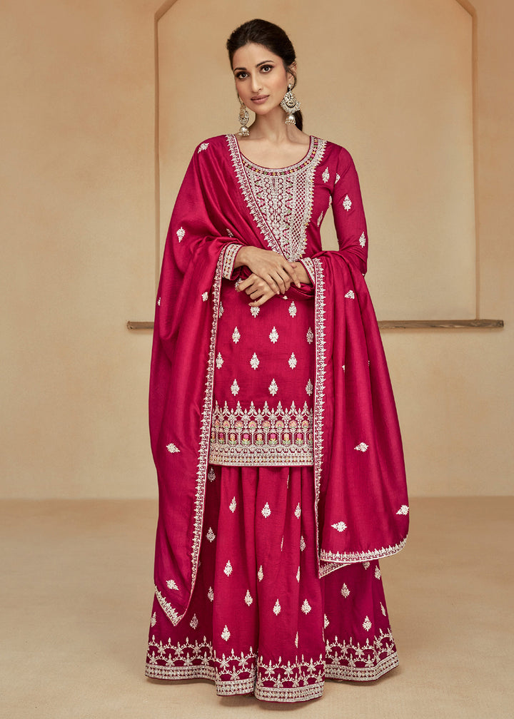 Readymade Stunning Red Palazzo Salwar Kameez