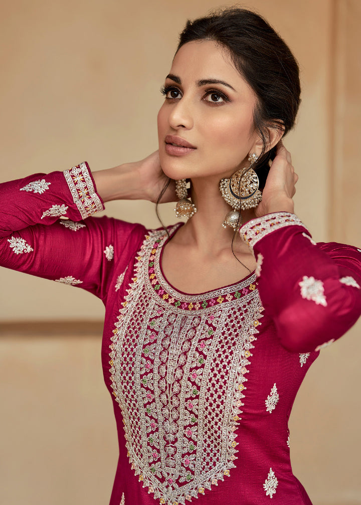 Readymade Stunning Red Palazzo Salwar Kameez