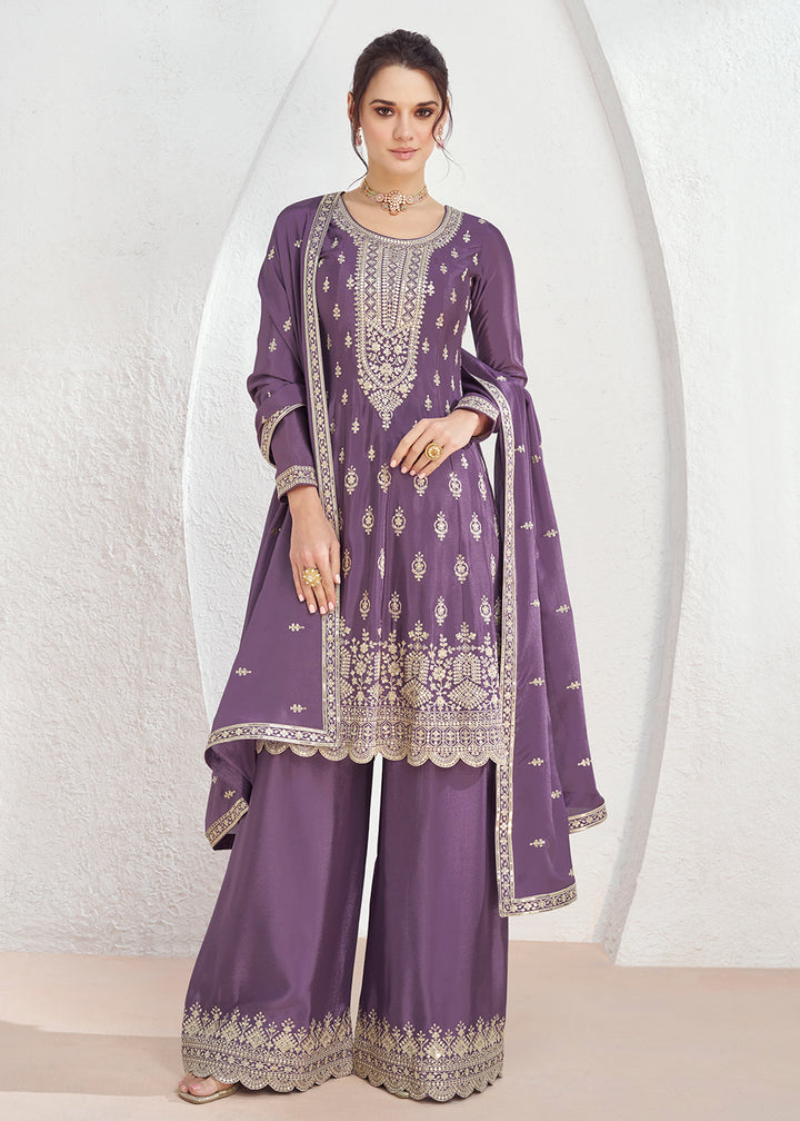 Readymade Elegant Purple Salwar Kameez