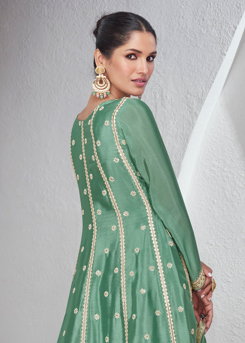 Readymade Elegant Light Green Palazzo Salwar Kameez