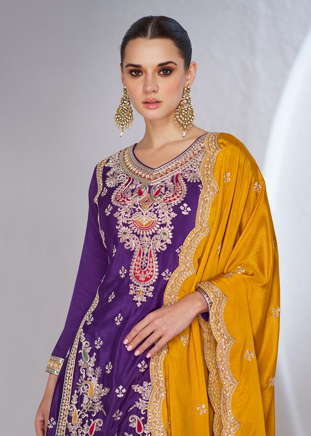 Readymade Luxurious Purple Palazzo Salwar Kameez