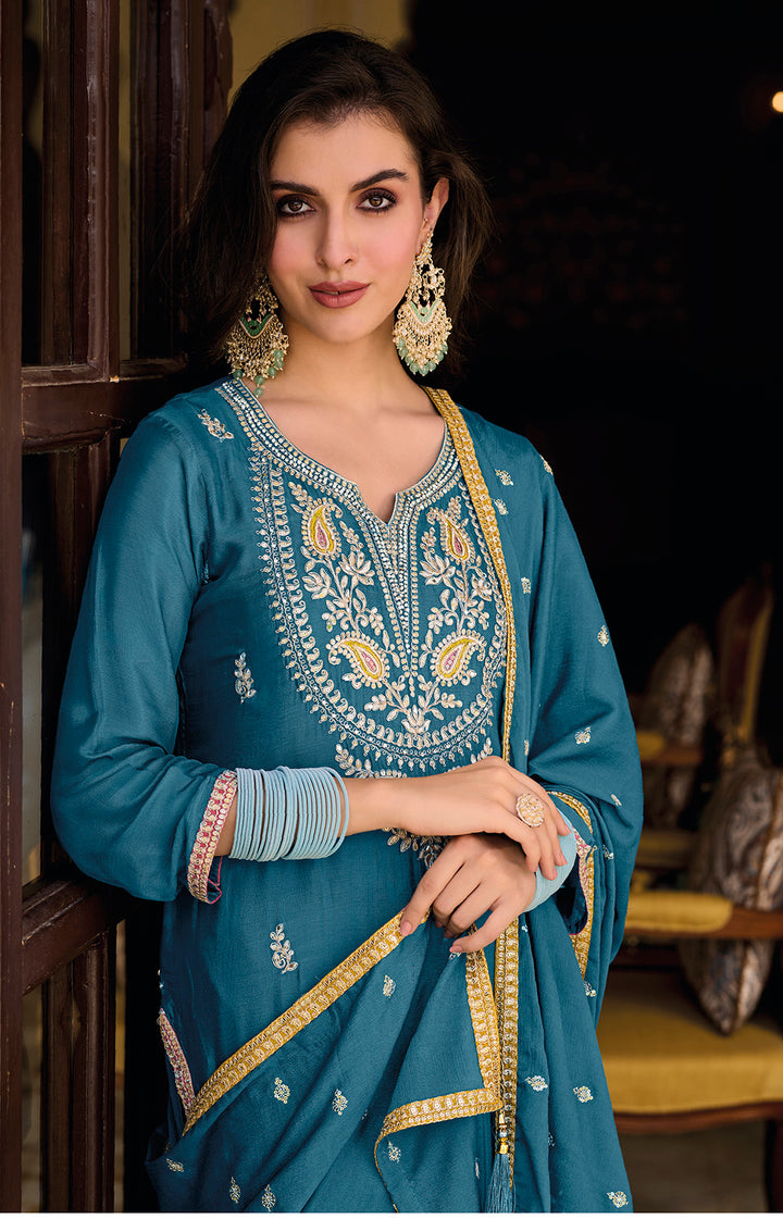 Readymade Royal Blue Designer Salwar Kameez